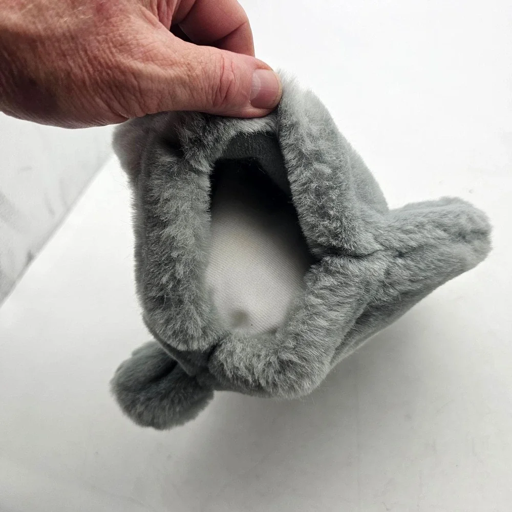 Bunny Rabbit Hand Puppet Plush Stuffed Toy Small Gray Easter Soft Cute Washable